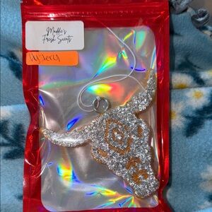 Silver and Orange Bull Head Car freshie